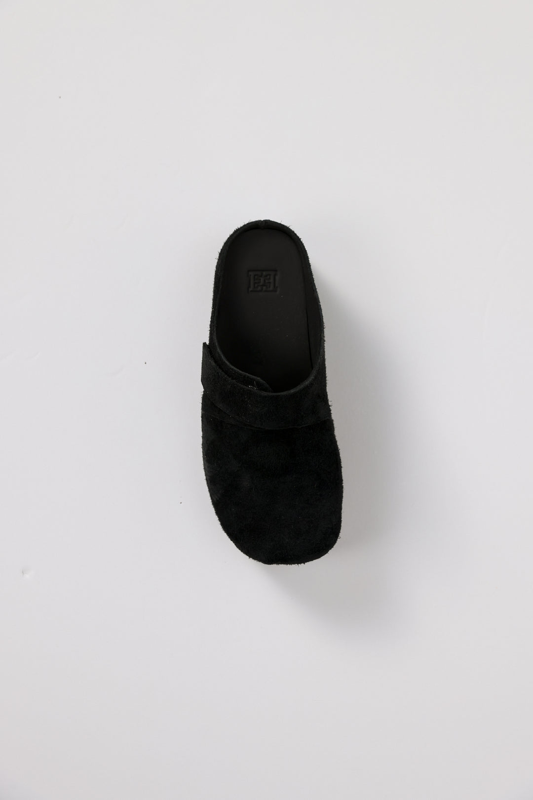 Black Textured Suede Clogs