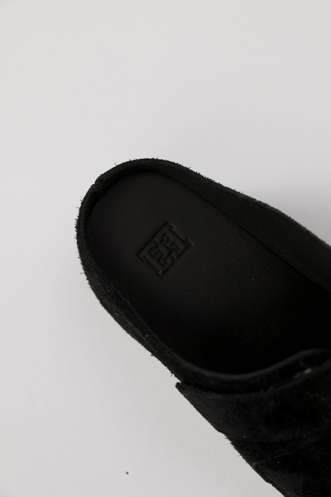 Black Textured Suede Clogs