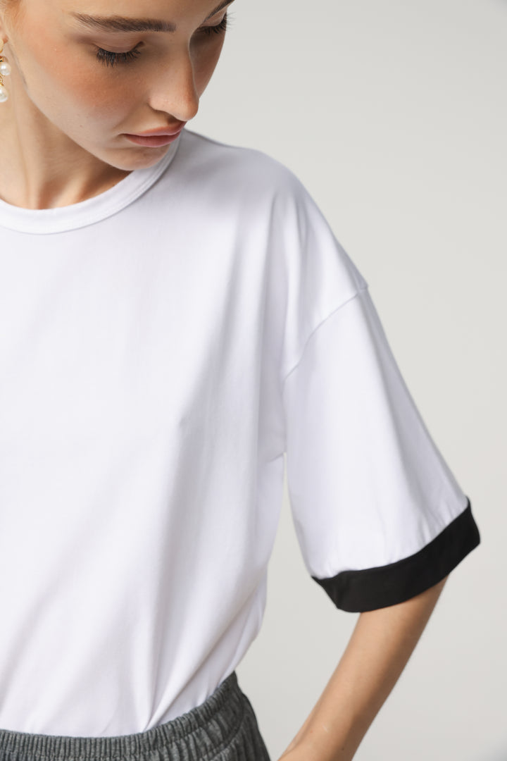 Rock Contrast White T-Shirt