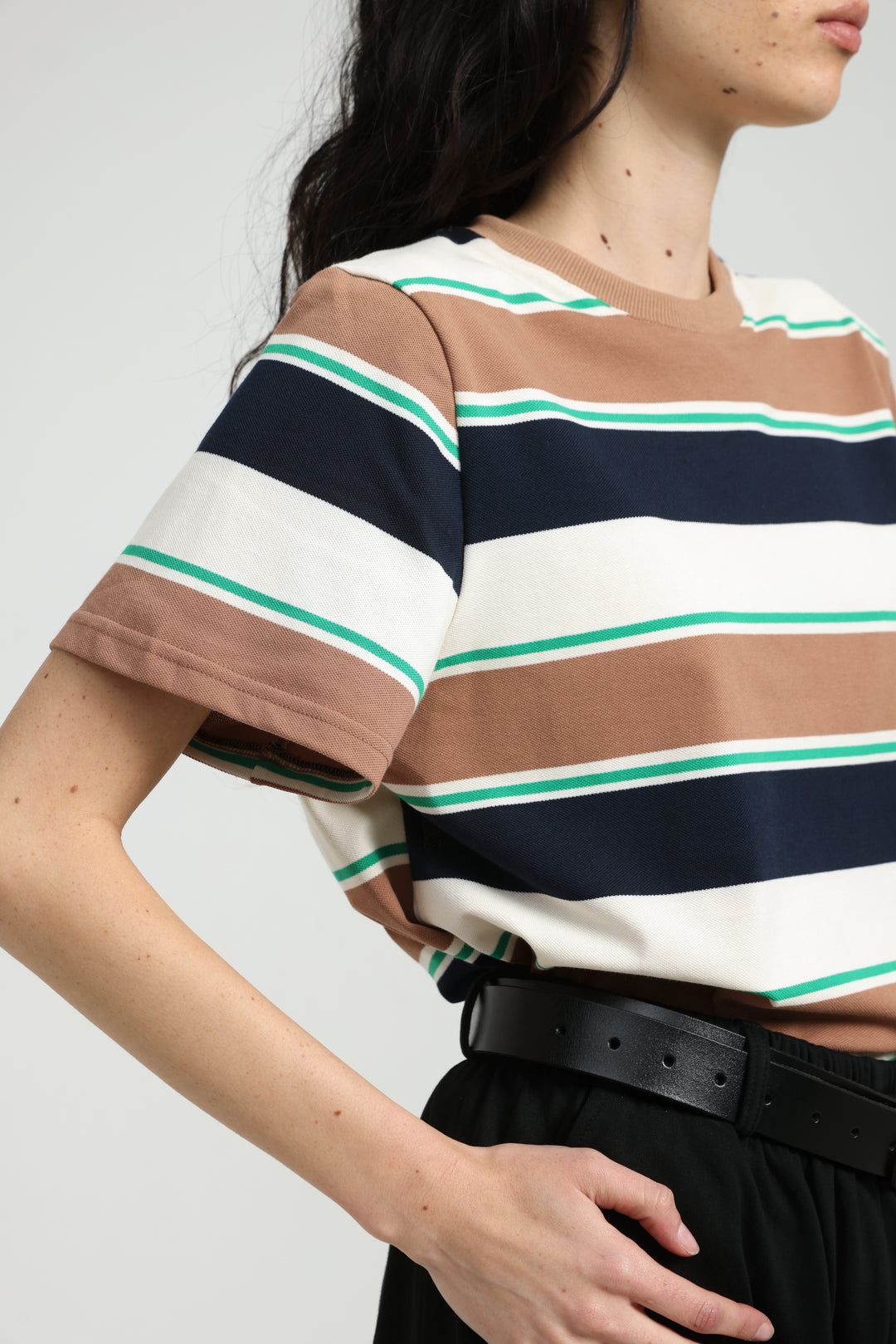 Simpla Brown Striped T-Shirt