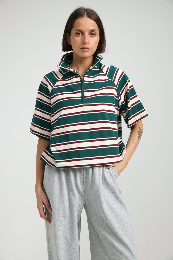 Adamon Green Striped Polo