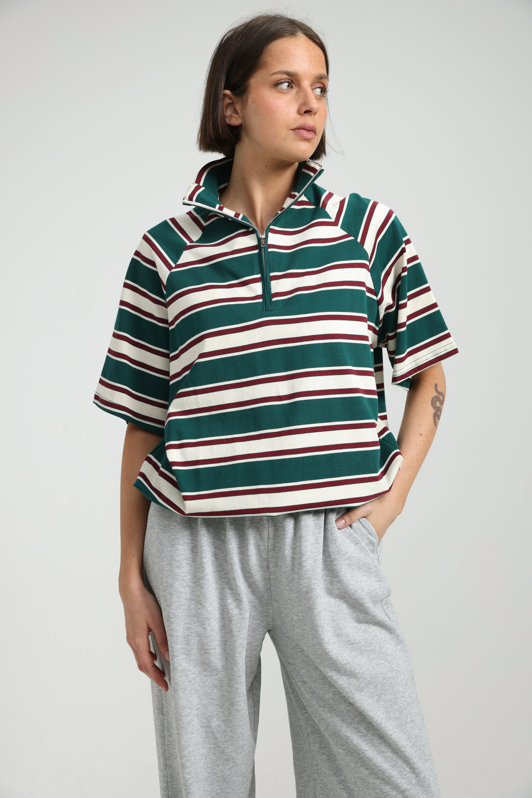 Adamon Green Striped Polo