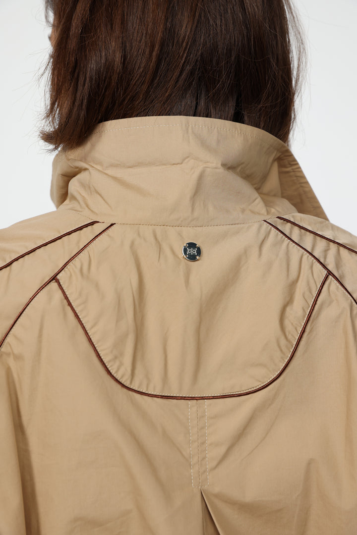 Beige Piped Buttoned Shirt