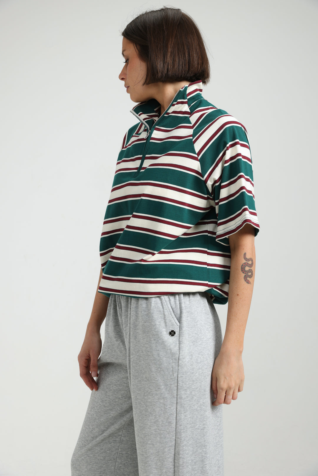 Adamon Green Striped Polo