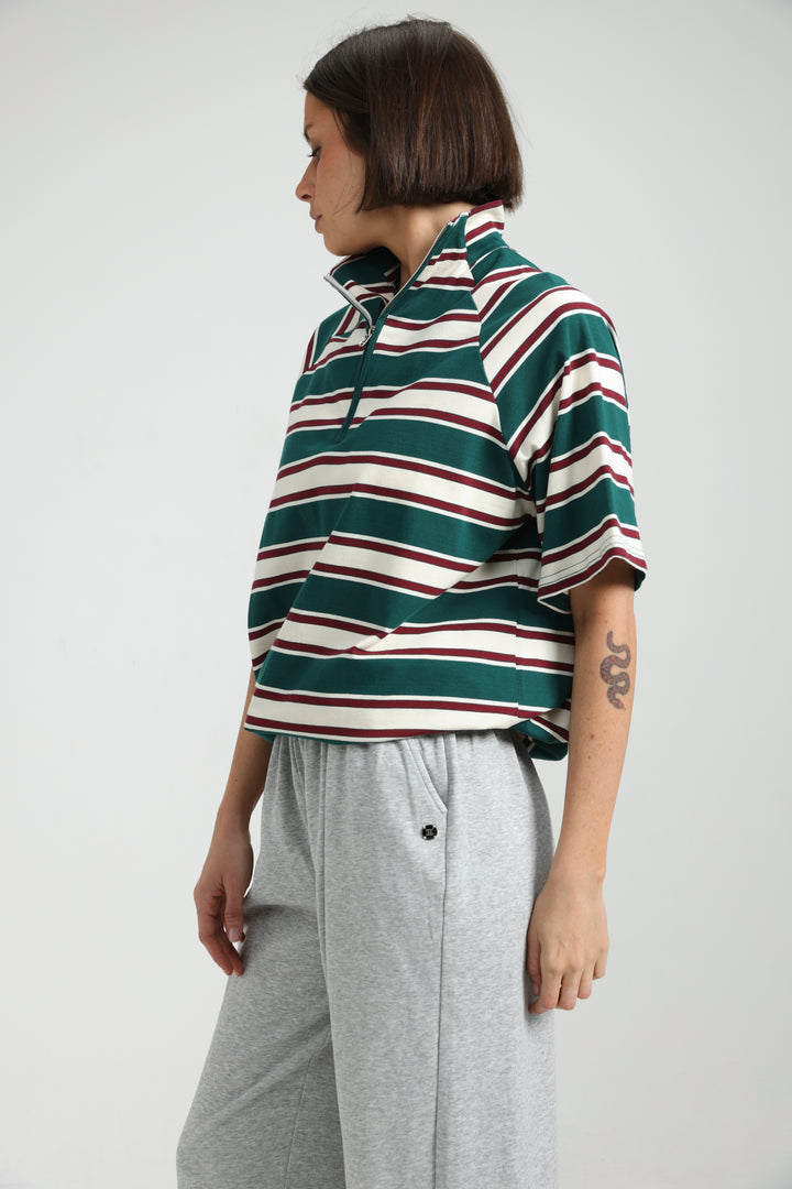 Adamon Green Striped Polo