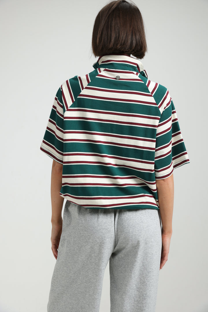 Adamon Green Striped Polo