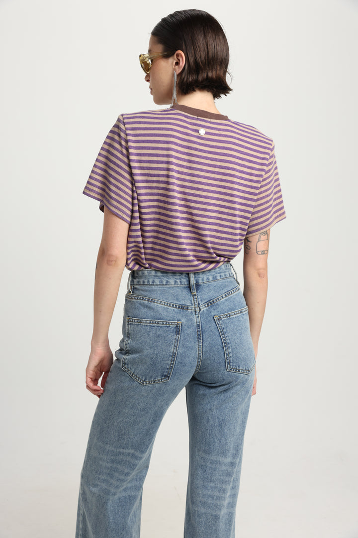 Pioneer Purple Striped Padded T-Shirt