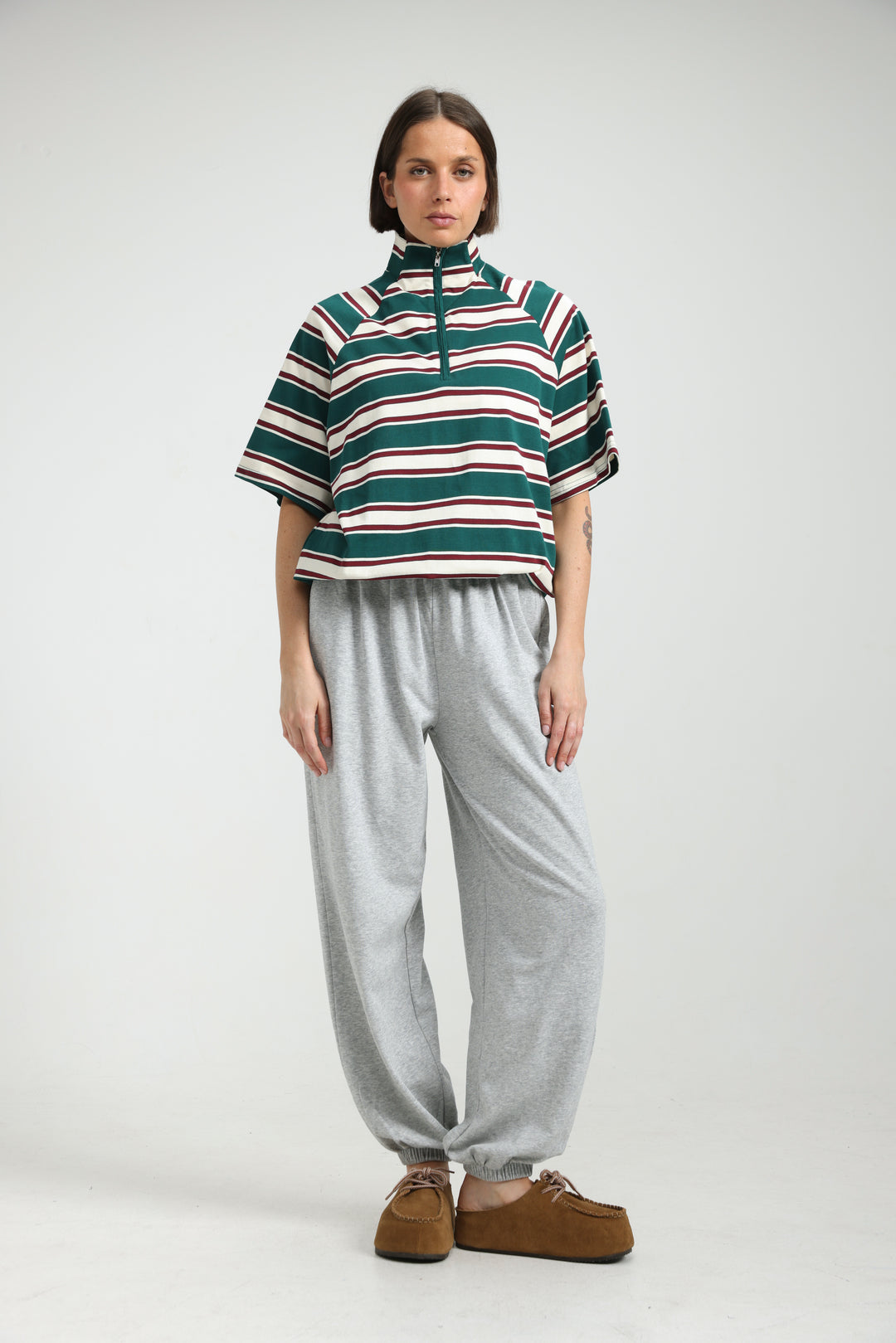 Adamon Green Striped Polo