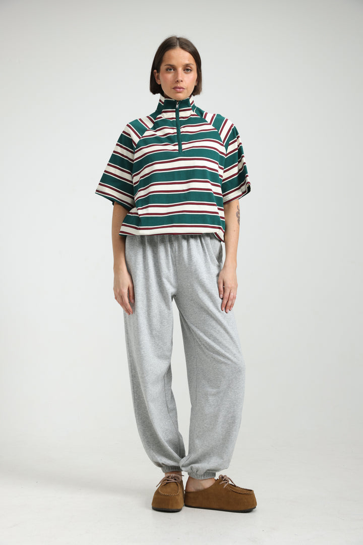 Adamon Green Striped Polo