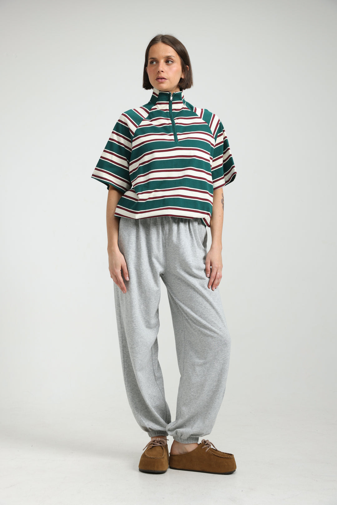Adamon Green Striped Polo