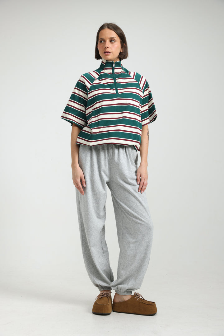 Adamon Green Striped Polo