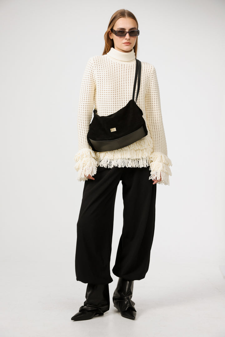 Soft Suede Black Side Bag תיק צד זמש שחור