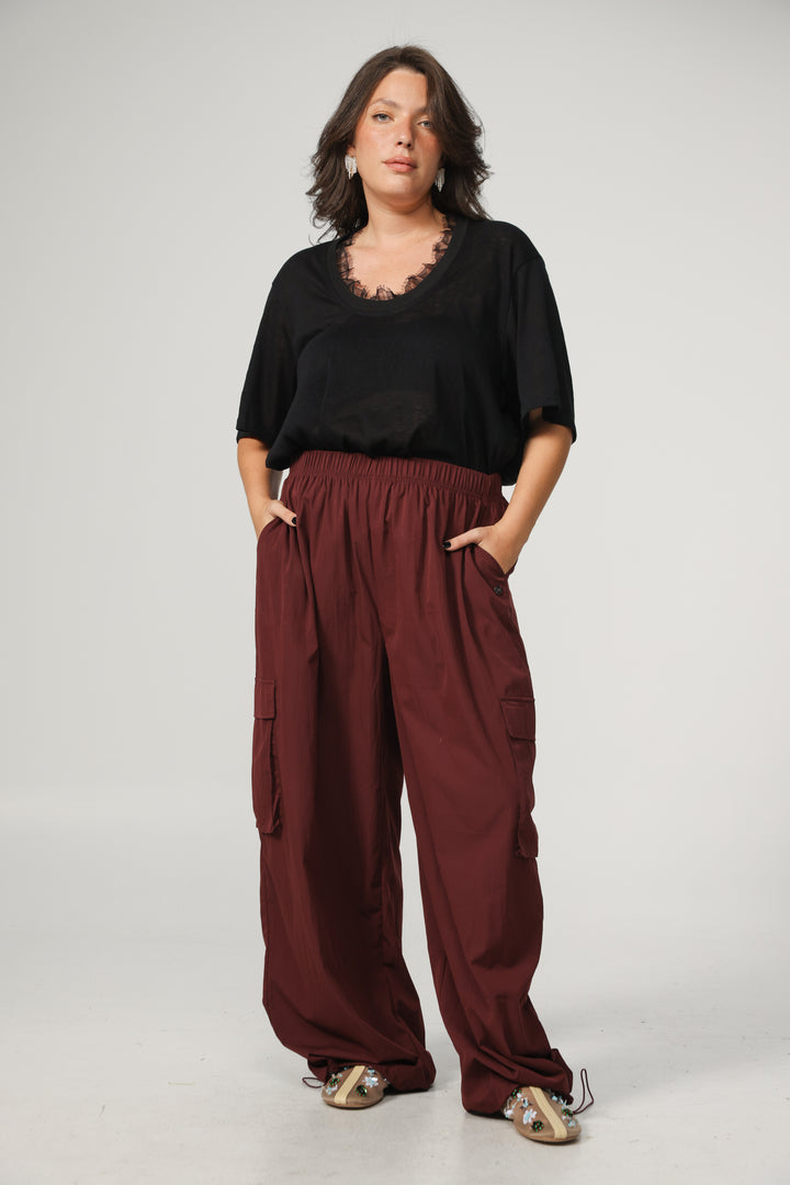 Black Nylon Cargo Joggers