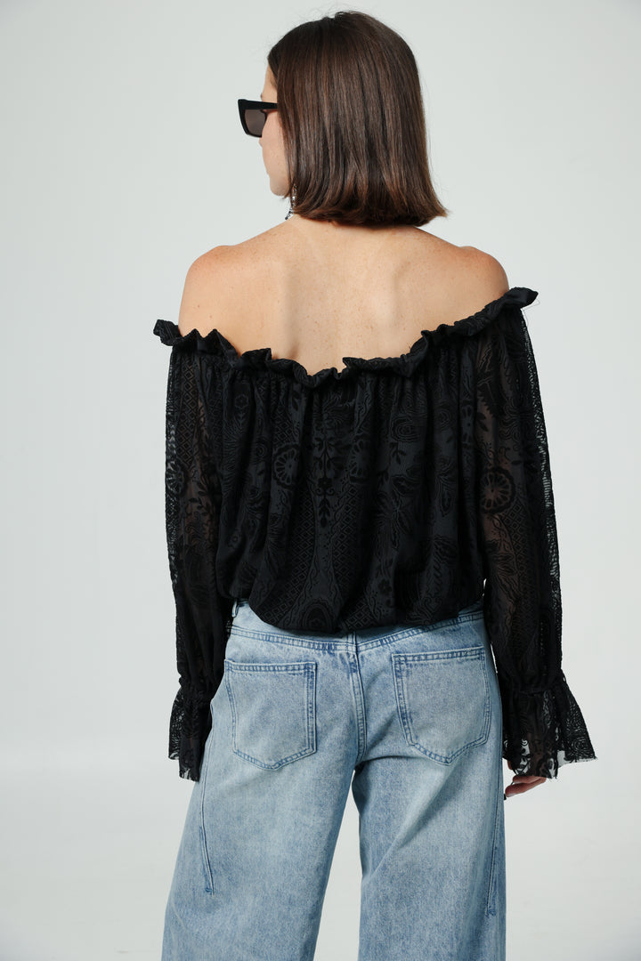 Playful Black Off Shoulder Top