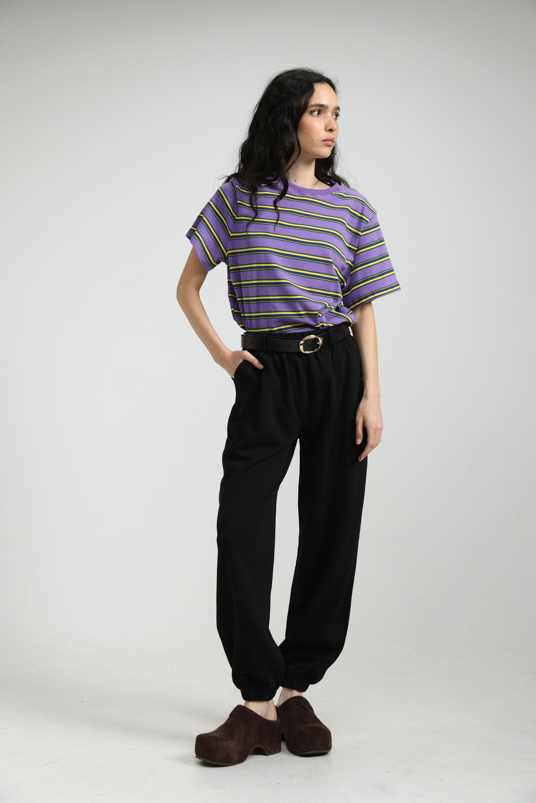 Simpla Purple Striped T-Shirt