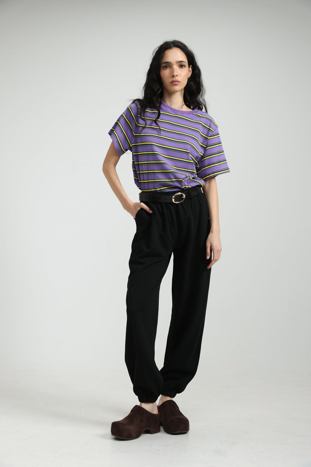 Simpla Purple Striped T-Shirt