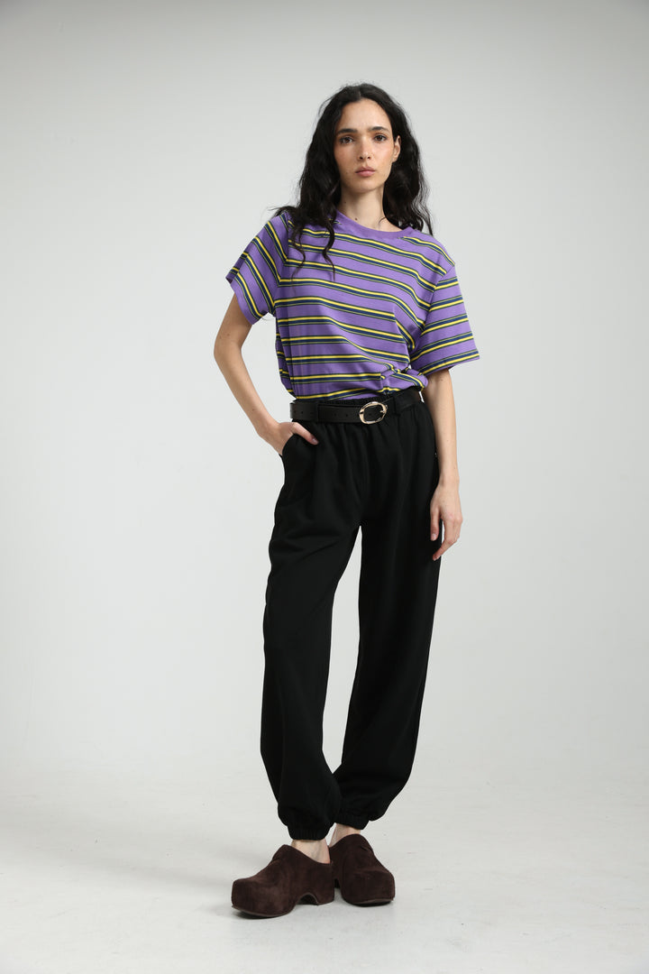Simpla Purple Striped T-Shirt