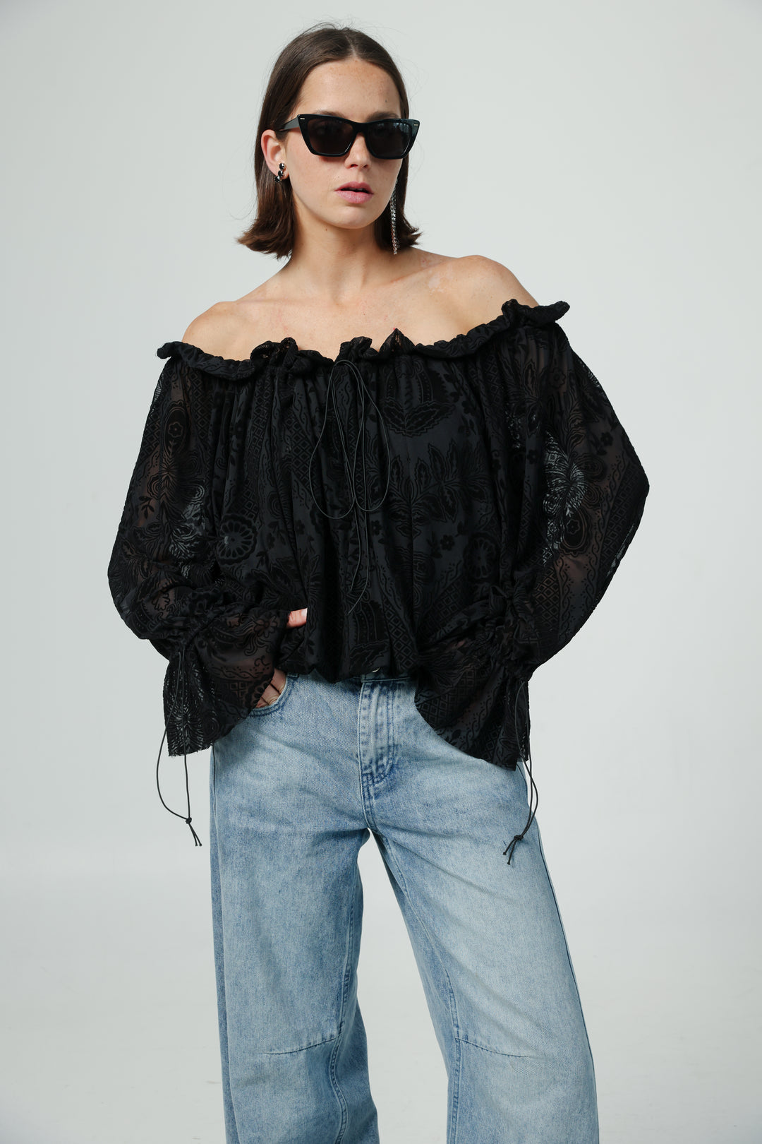 Playful Black Off Shoulder Top