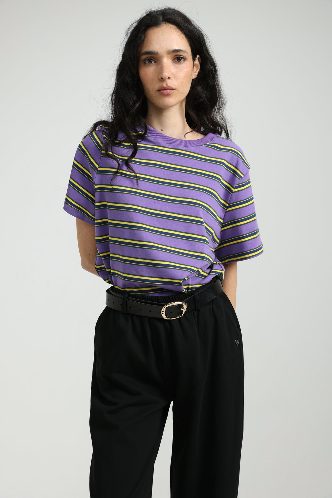 Simpla Purple Striped T-Shirt