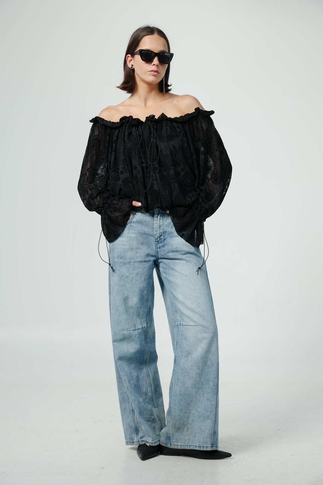 Playful Black Off Shoulder Top