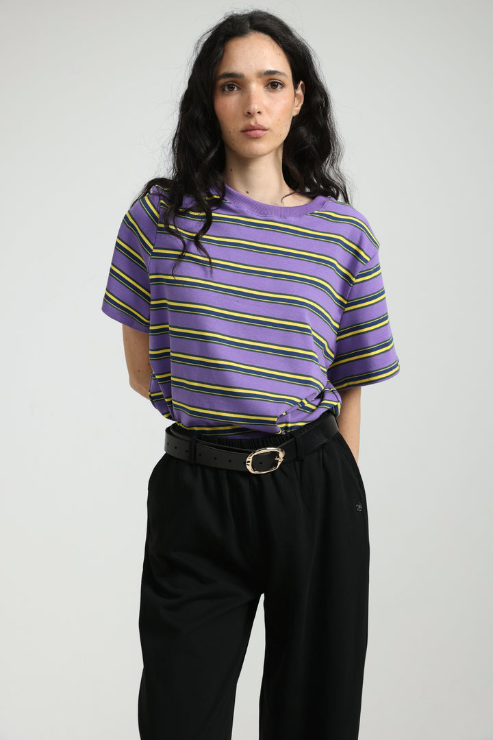 Simpla Purple Striped T-Shirt