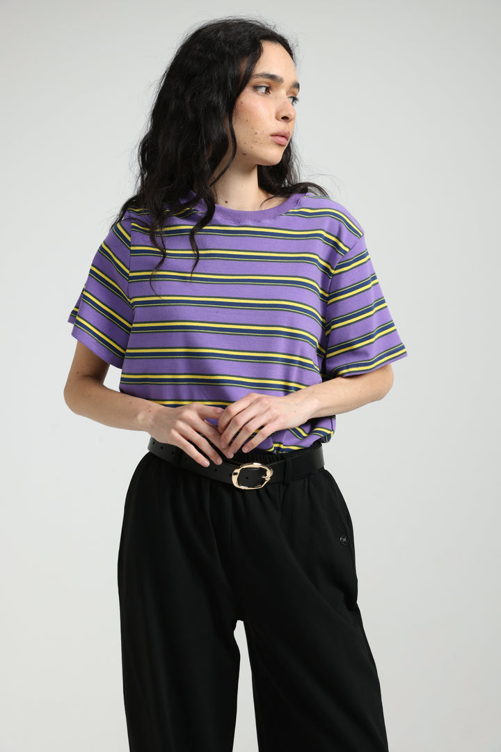 Simpla Purple Striped T-Shirt