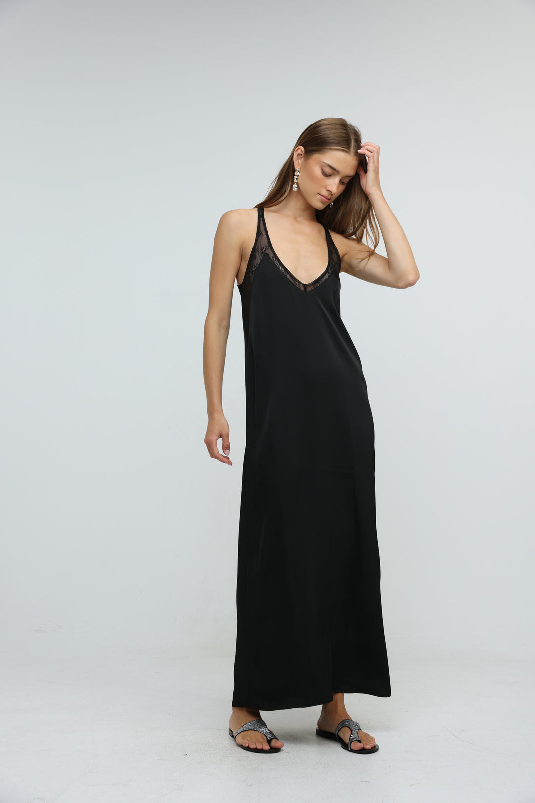 Satin Black Maxi Dress