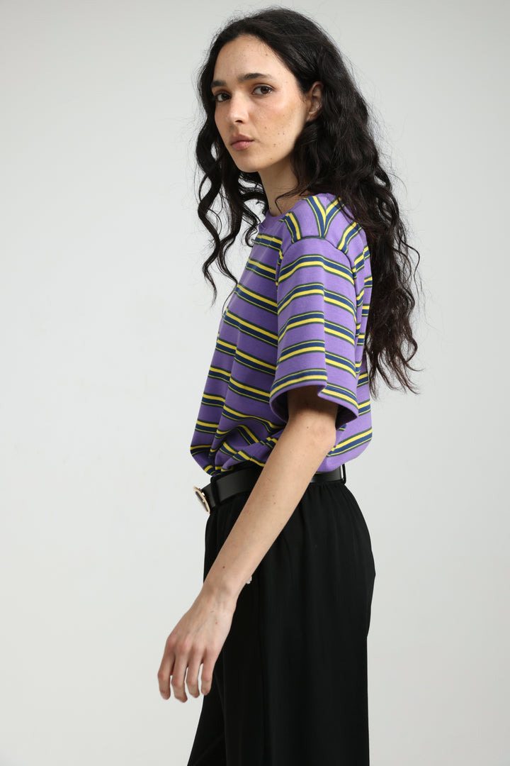 Simpla Purple Striped T-Shirt