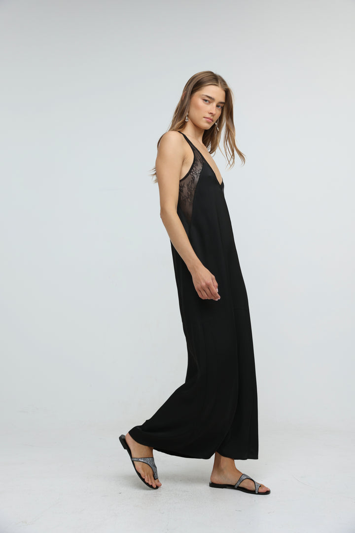 Satin Black Maxi Dress