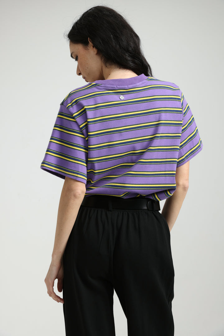 Simpla Purple Striped T-Shirt