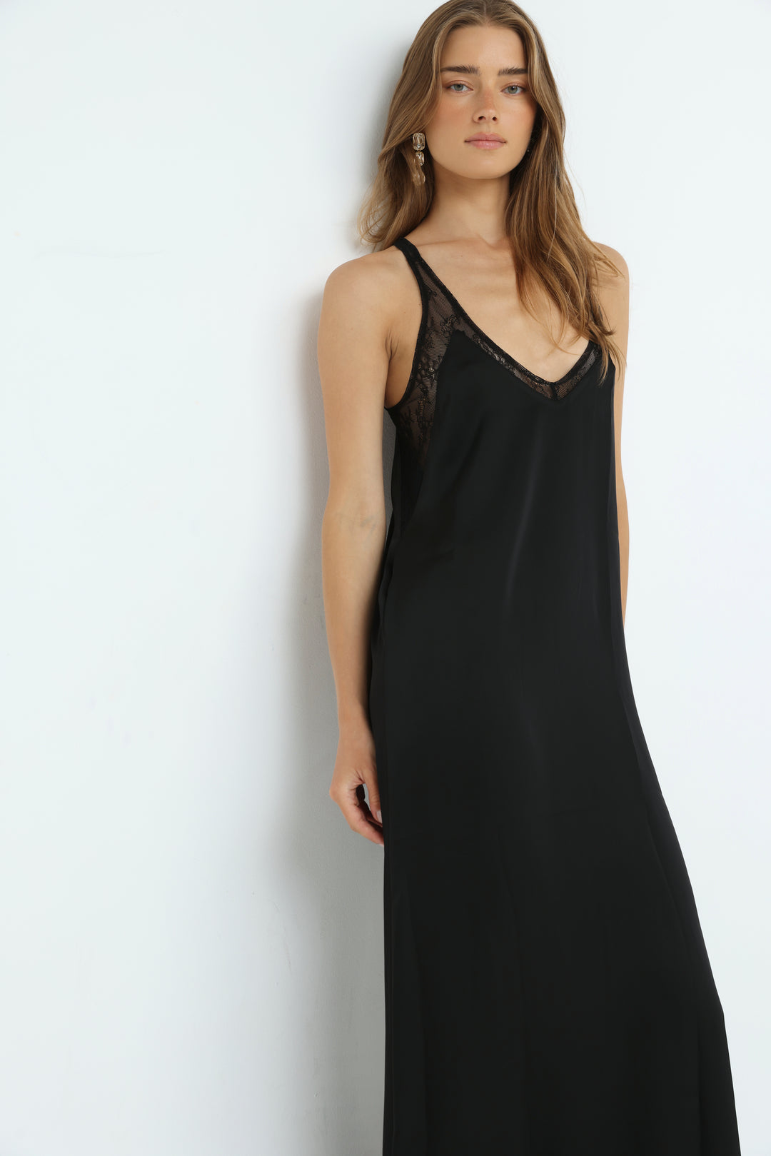 Satin Black Maxi Dress