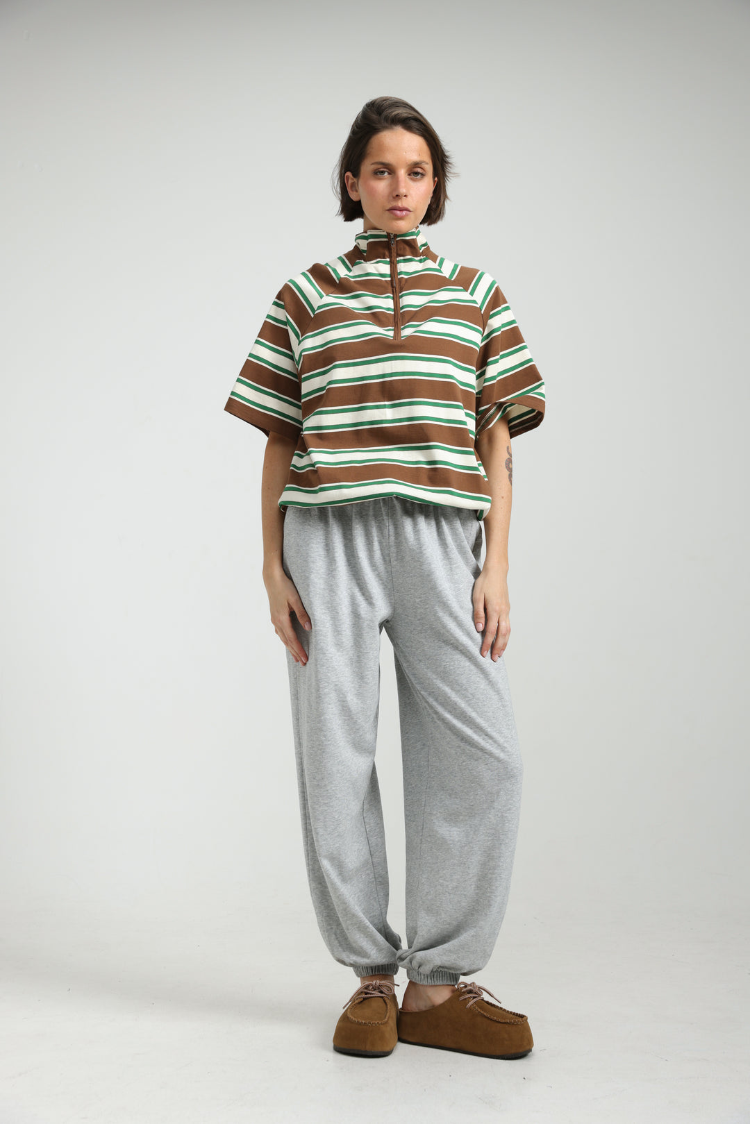 Adamon Brown Striped Polo