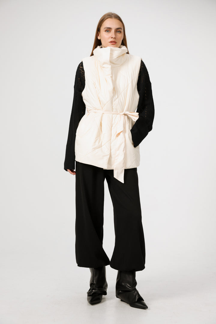 Find Cream Quilted Vest