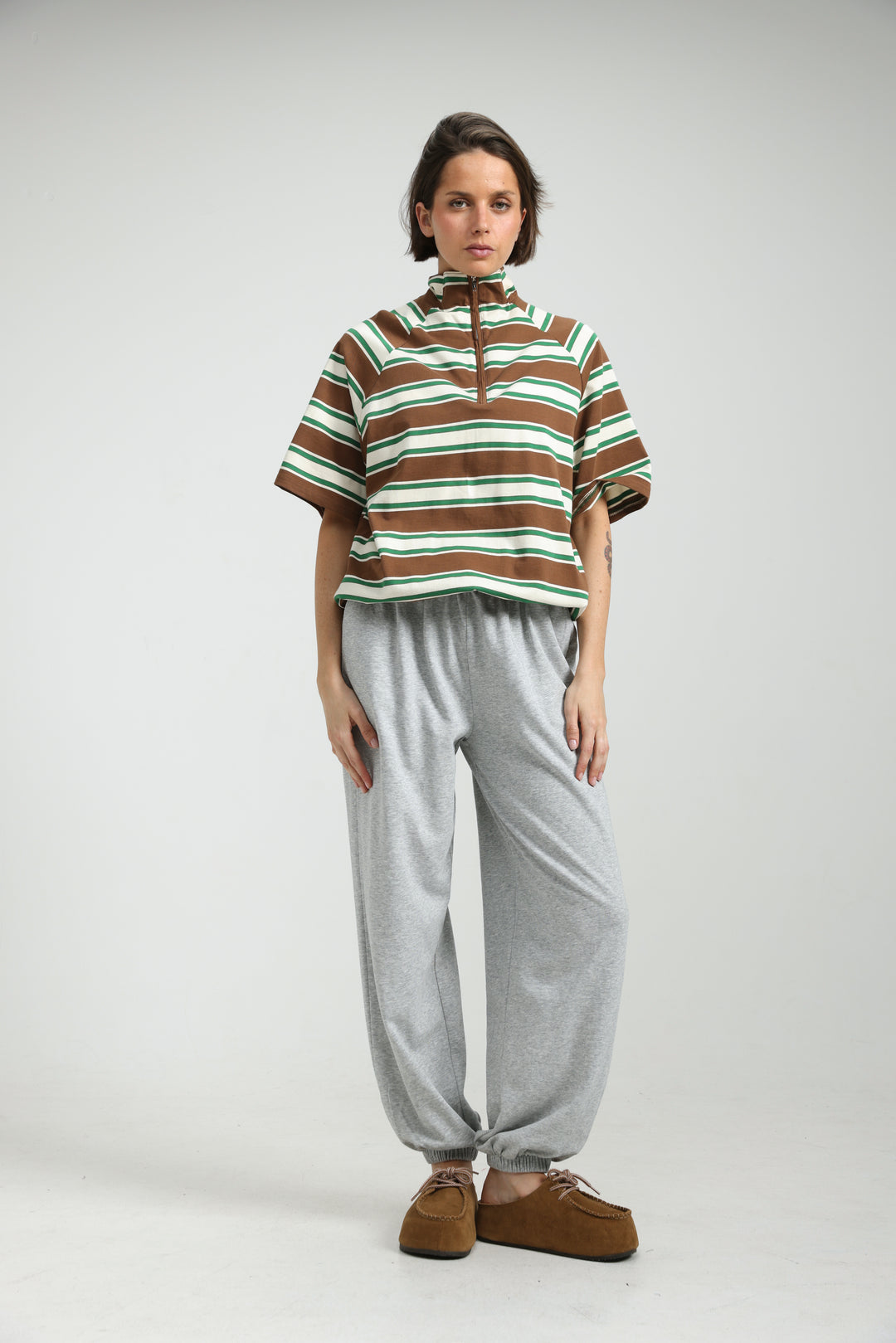 Adamon Brown Striped Polo