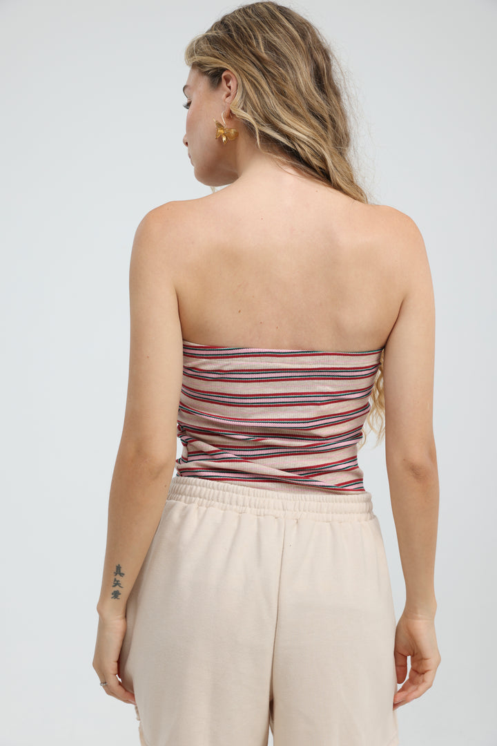 Icon Pink Striped Strapless Top