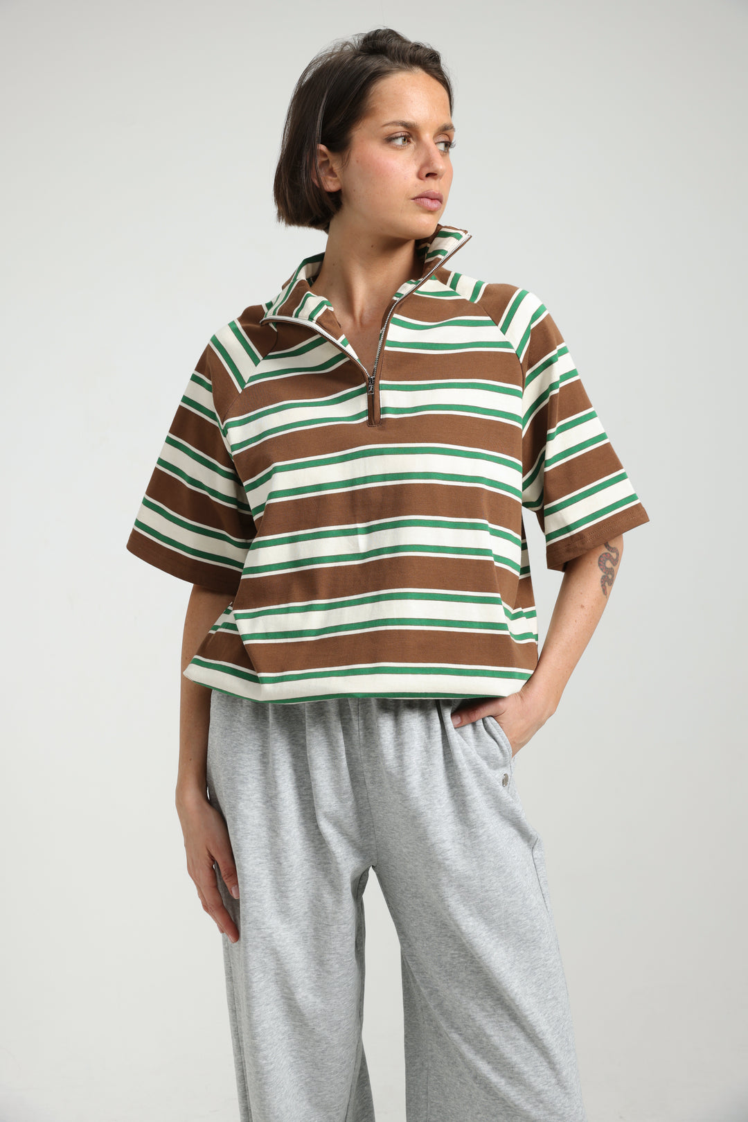 Adamon Brown Striped Polo