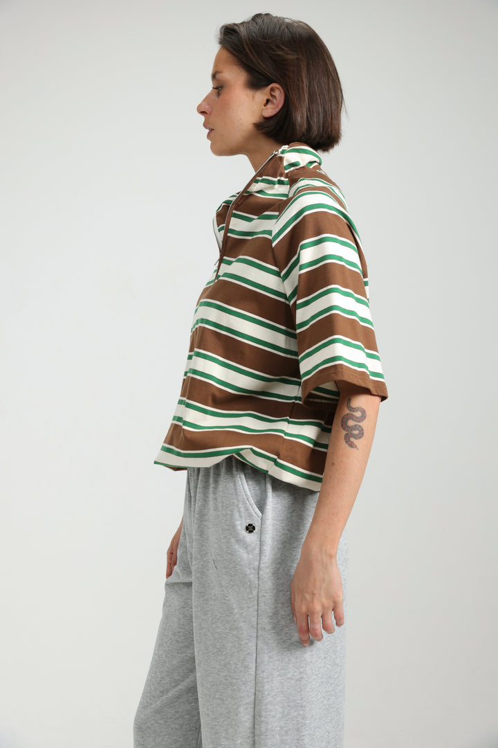 Adamon Brown Striped Polo