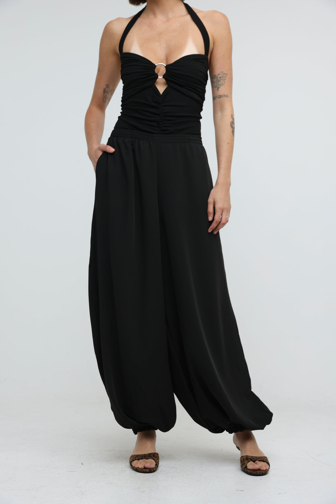 Fluid Black Balloon Bottoms
