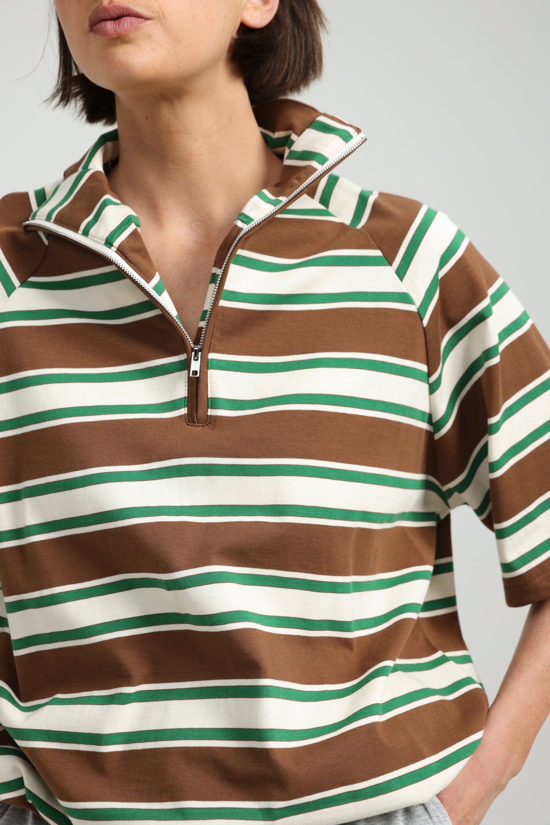Adamon Brown Striped Polo
