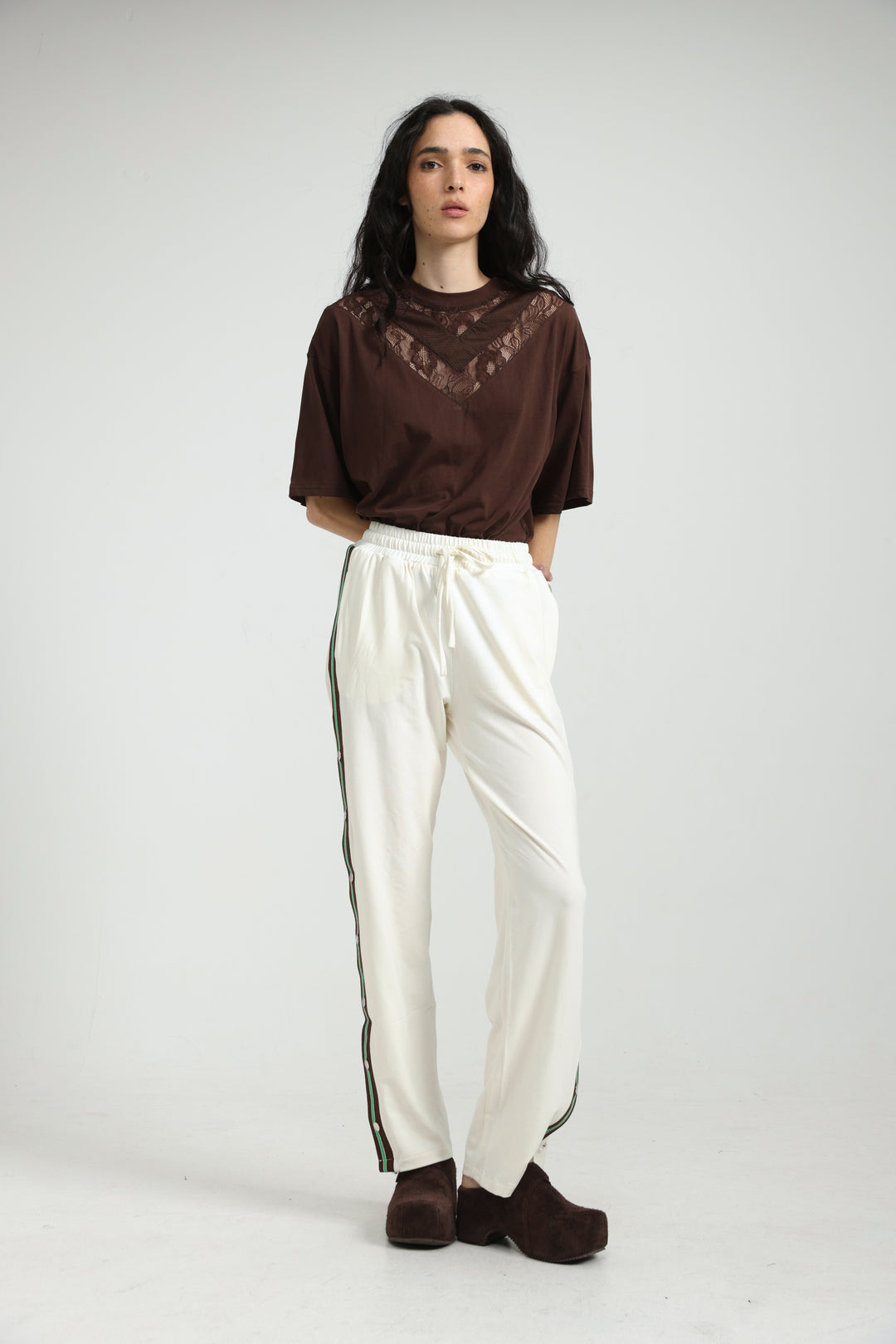 Popper Cream/Green Joggers