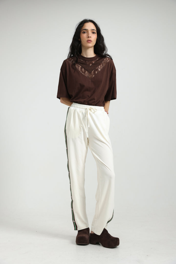 Popper Cream/Green Joggers