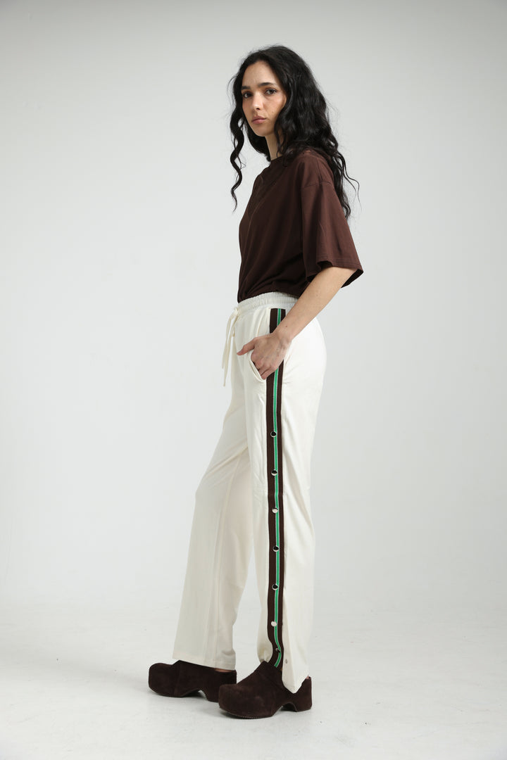 Popper Cream/Green Joggers