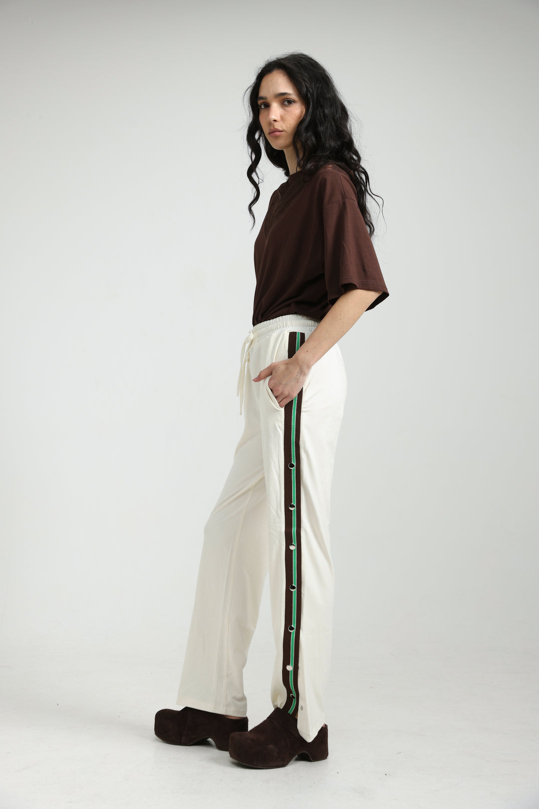 Popper Cream/Green Joggers