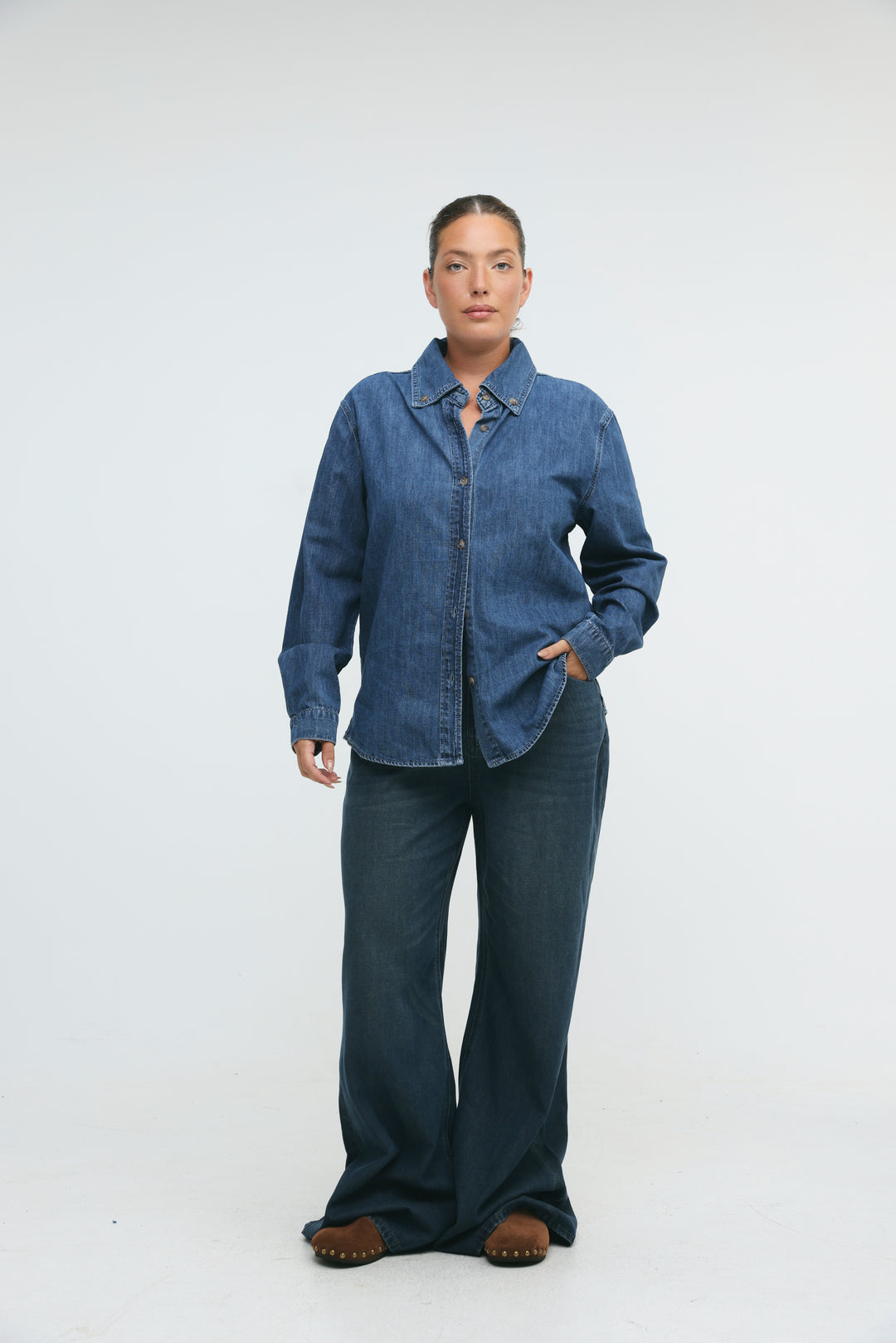 Leo Cream Denim Buttoned Shirt