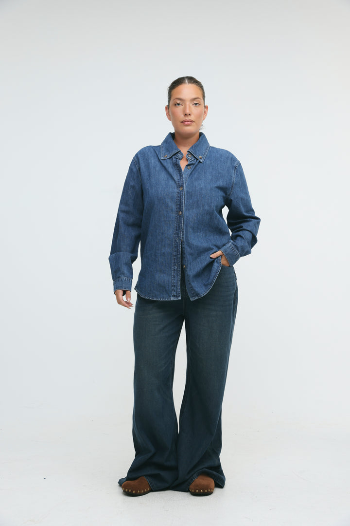 Leo Cream Denim Buttoned Shirt