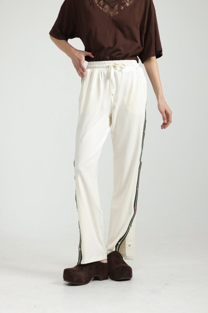 Popper Cream/Green Joggers