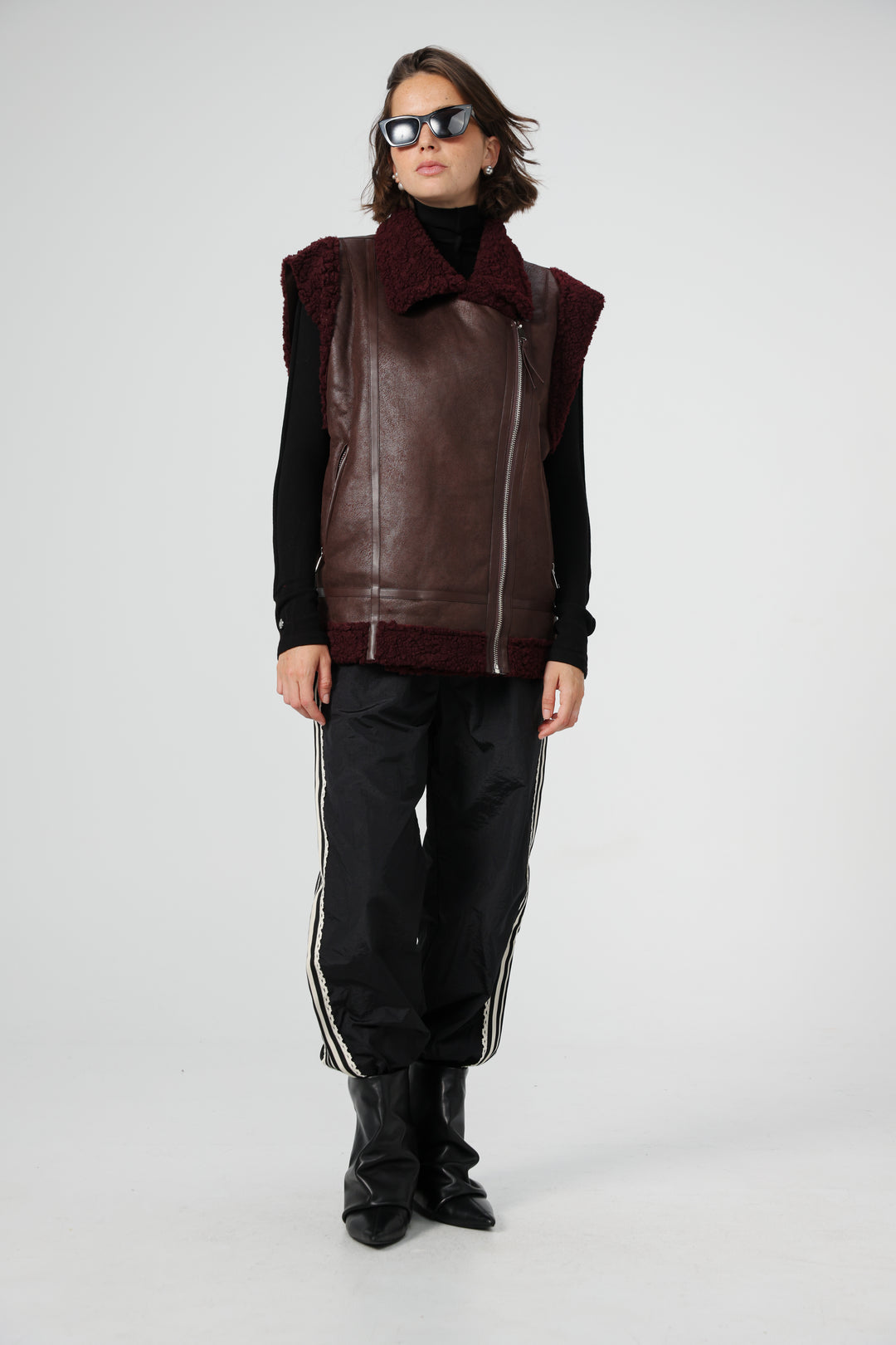 Faux Leather Wine Vest