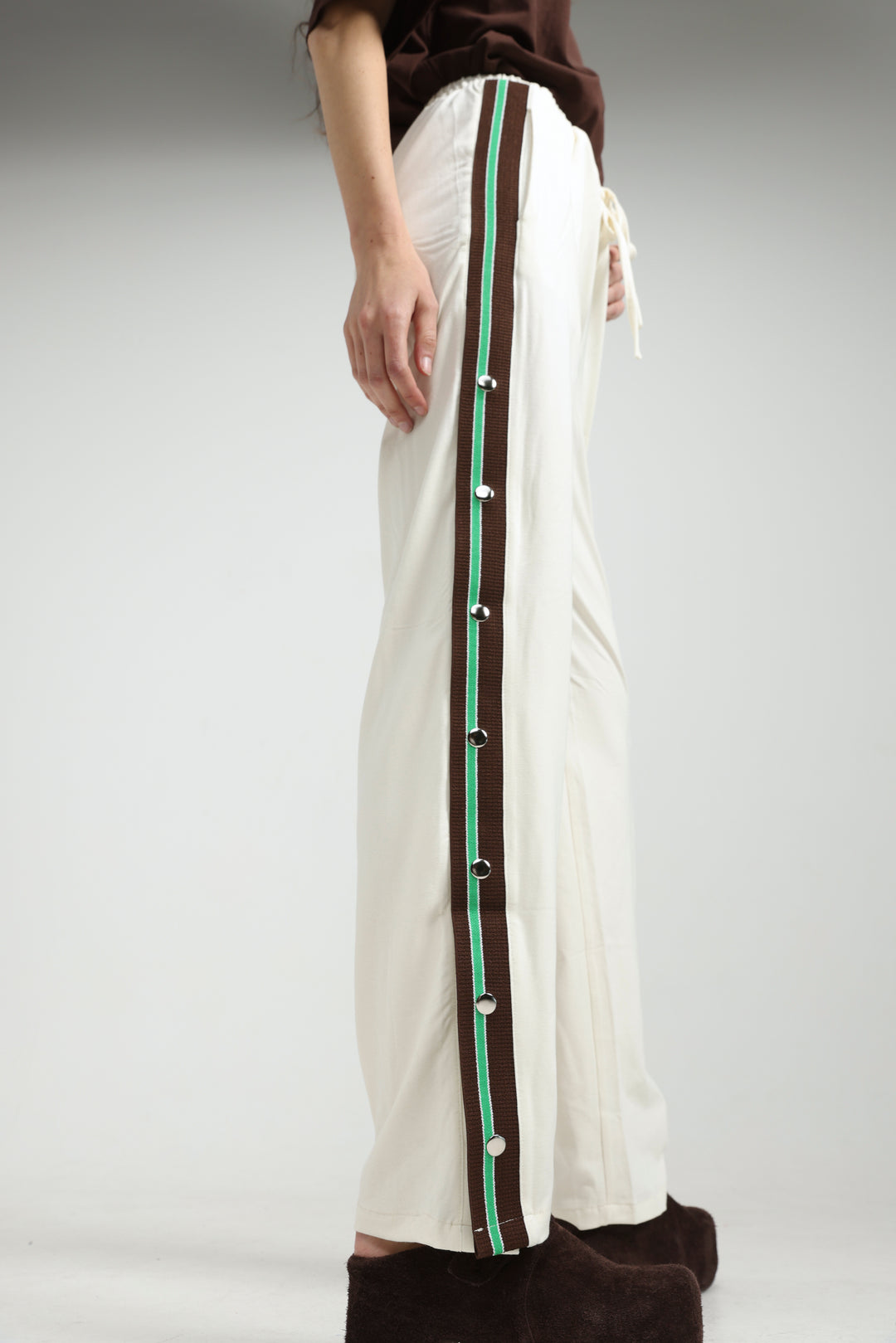 Popper Cream/Green Joggers