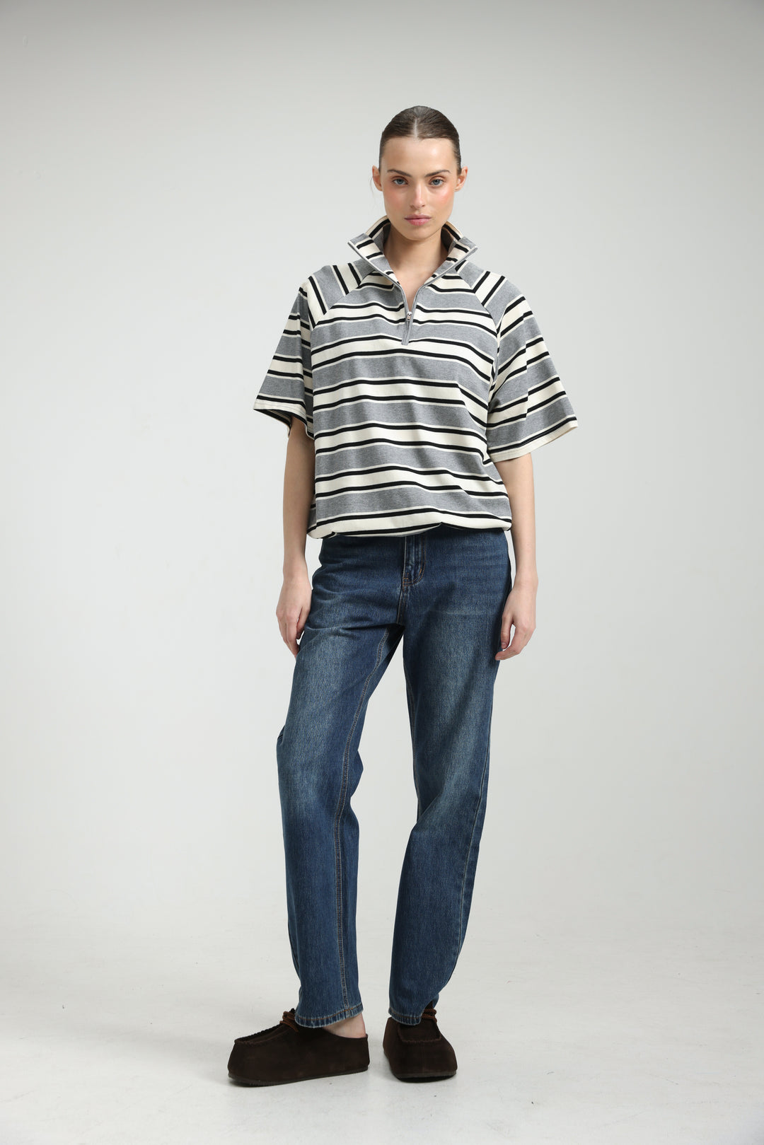 Adamon Grey Striped Polo