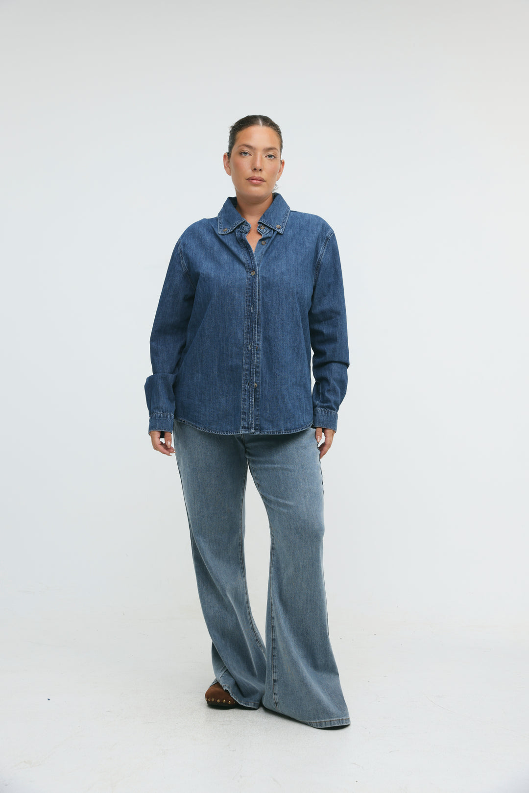Leo Cream Denim Buttoned Shirt